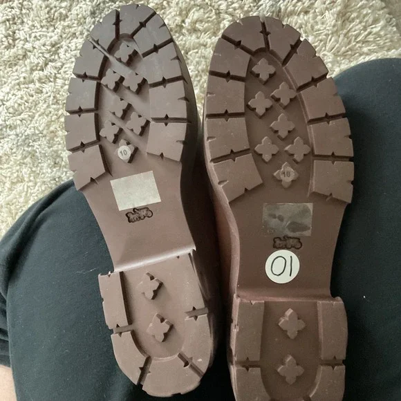 Coach Signature Monogram Faux Shearling Lined Winter Boots Brown Rubber Sole 10 - Picture 7 of 8